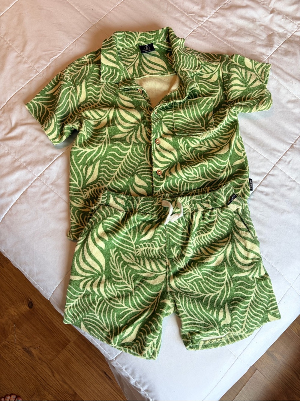 Volcom Green Leaf-Print Kids Pajama Set